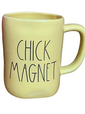 Rae Dunn Yellow "Chick Magnet" Ceramic Coffee Mug Fun Farmhouse Style 14 Oz Vint